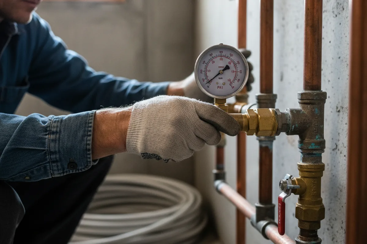 Pressure testing a repaired line during Water Line Repair in Byhalia